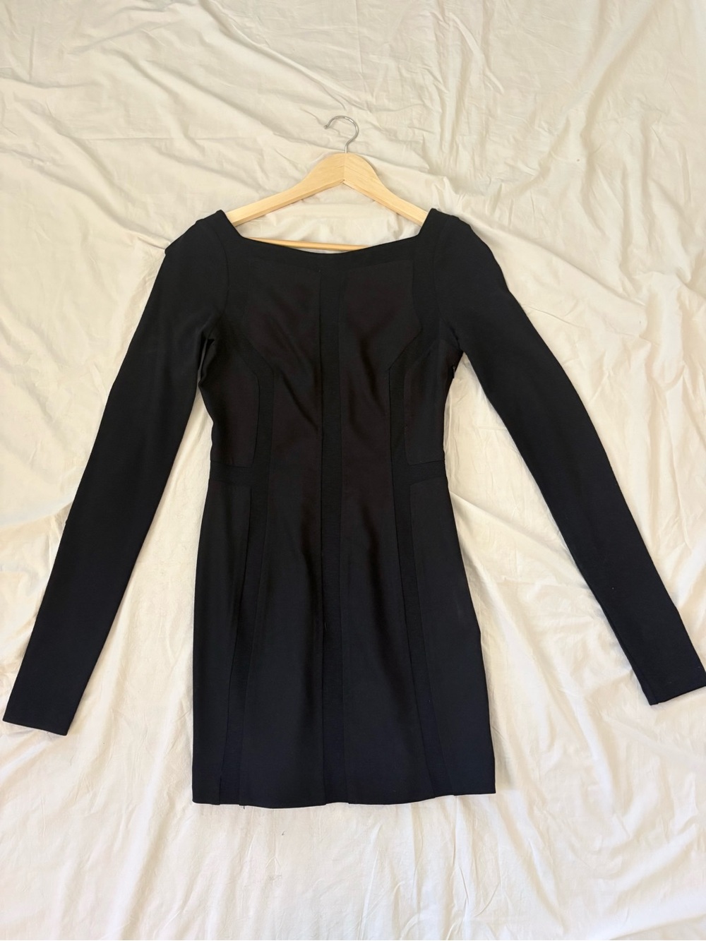 Diane Von Furstenberg Black Long-Sleeve Bodycon Mini Dress